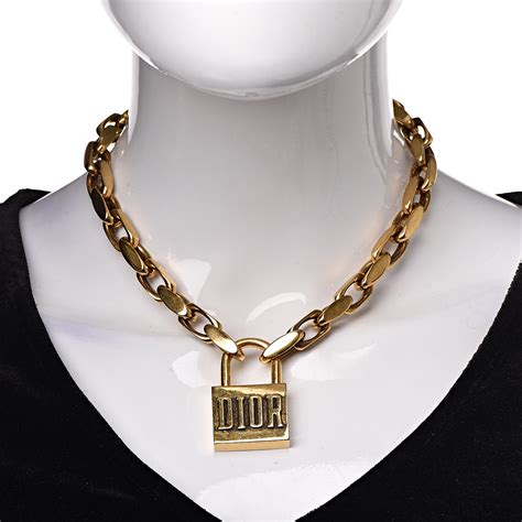 Dior lock necklace gold